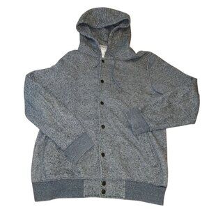 On The Byas Men's Medium Jacket Gray Full Button Sweatshirt Long Sleeve Hooded